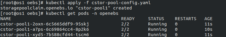 3 cStor pool pods will be running