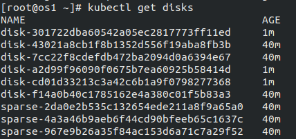 Disks detected by NDM, along with sparse disks